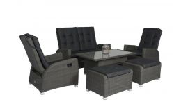 Wicker Relax Dining & Loungeset "Ludo" - Antraciet - Pure Garden & Living