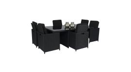 Dining loungeset "Cube XL" 6 personen wicker zwart - Pure Garden & Living