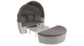 Loungebed Wicker "Santorini" Grijs - Pure Garden & Living