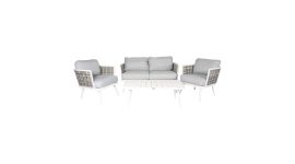 Stoel-bank loungeset "Yvonne" - Wit - Pure Garden & Living