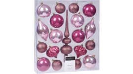 Kerstballen set 19 stuks roze