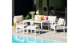Dining Loungeset "Eva" - aluminium wit - Pure Garden & Living