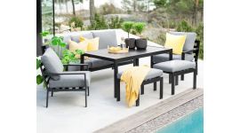 Dining Loungeset "Eva" - aluminium grijs - Pure Garden & Living 