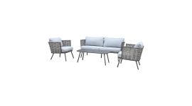 Stoel-bank loungeset "Yvonne" - Grijs - Pure Garden & Living