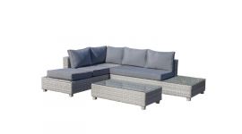 Wicker hoek loungeset "Cebu" grijs