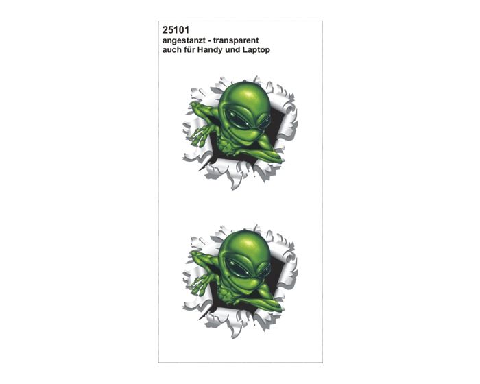 Alien uit kogelgat sticker 60x60