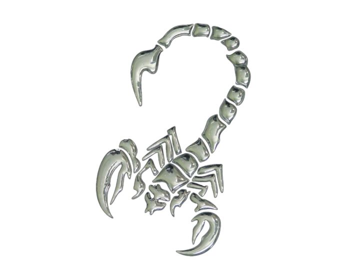 Schorpioen 3D chroom sticker 25x19
