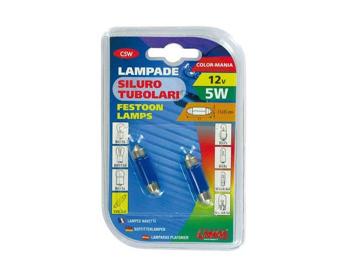 Verlichting 11x35mm buislamp 12V 5W blauw