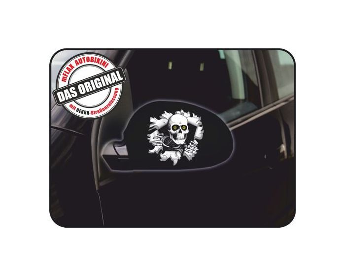 Spiegelset doodskop sticker