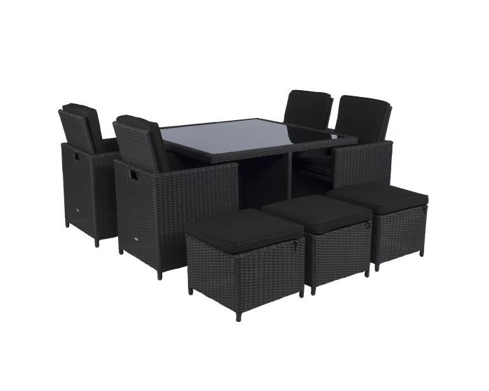 Cube dining loungeset wicker zwart Pure Garden & Living