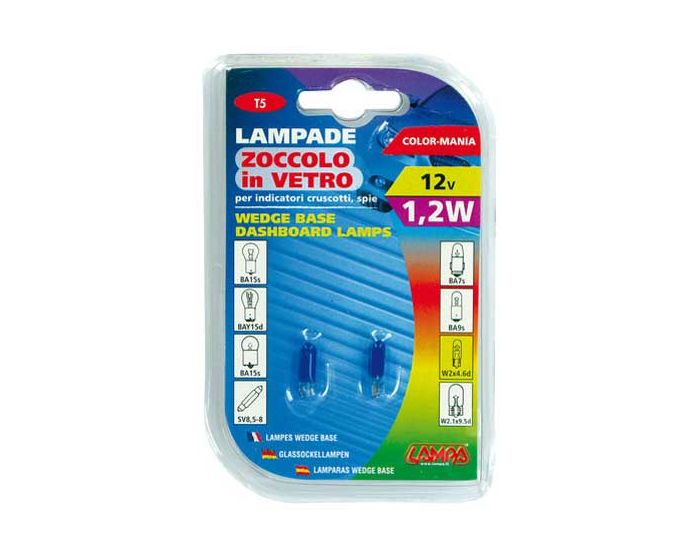 Verlichting T5 lamp 12V 1.2W blauw