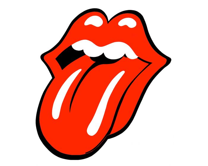 Rolling Stones sticker rood/wit 10cm