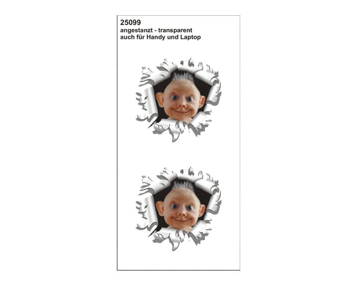 Baby uit kogelgat sticker 60x60