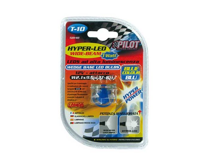Verlichting T10 lamp 1x SMD 12V blauw WB Hyper LED