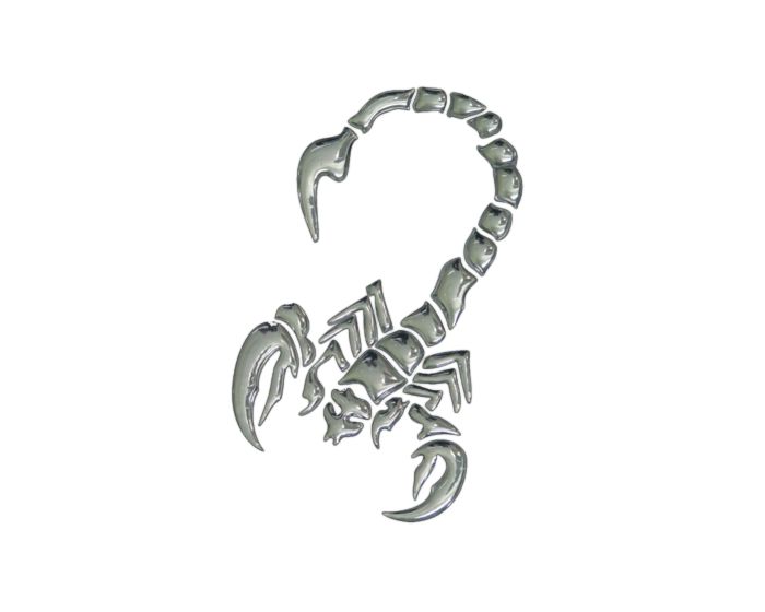 Schorpioen 3d chroom sticker 11x8,5