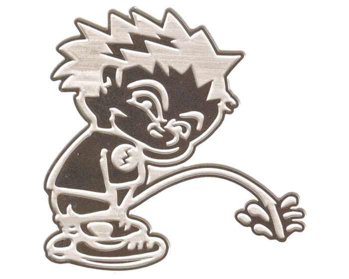 Metaal mannekke pis sticker
