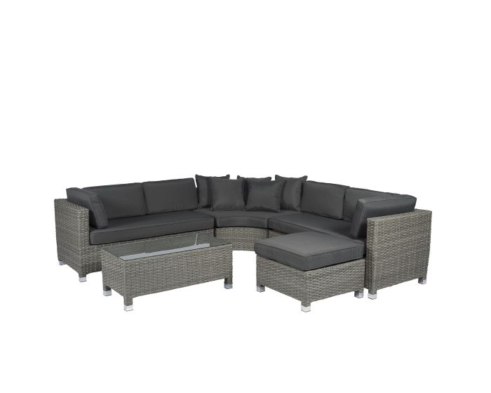 Pure Garden & Living loungeset hoekbank rond wicker grijs