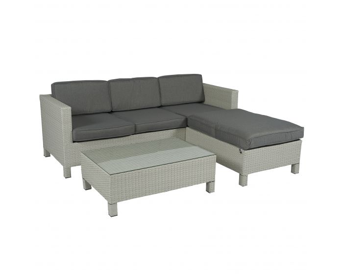Loungeset hoekbank 3-zits wicker - Lichtgrijs Pure Garden & Living