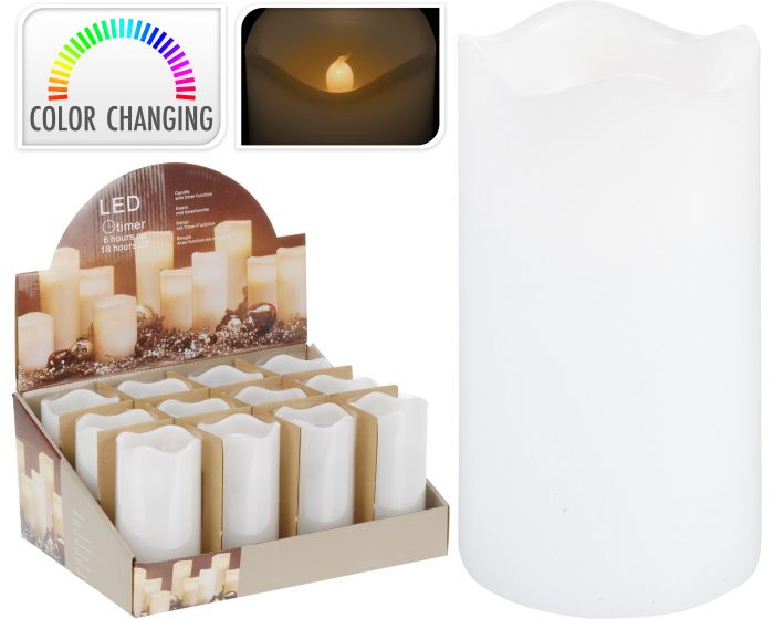 Kaars led timer 7x13 cm multicolor