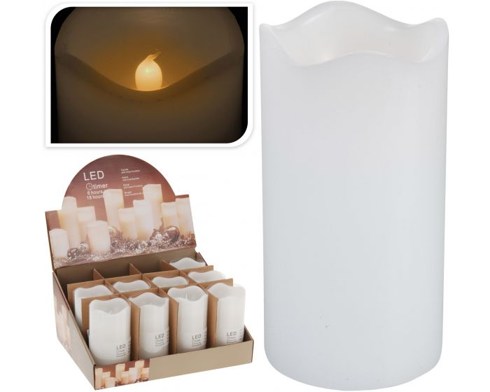 Kaars led timer 7x13 cm wit