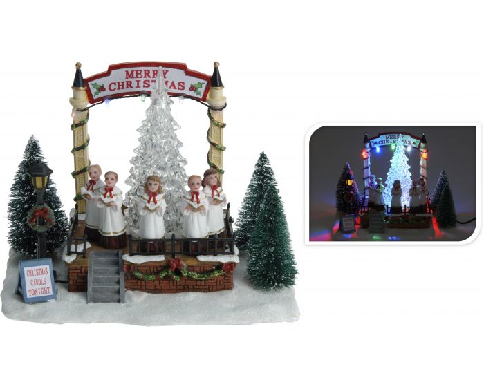 Kersttafereel koor met verlichting