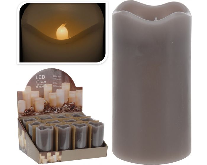 Kaars led timer 7x13 cm grijs
