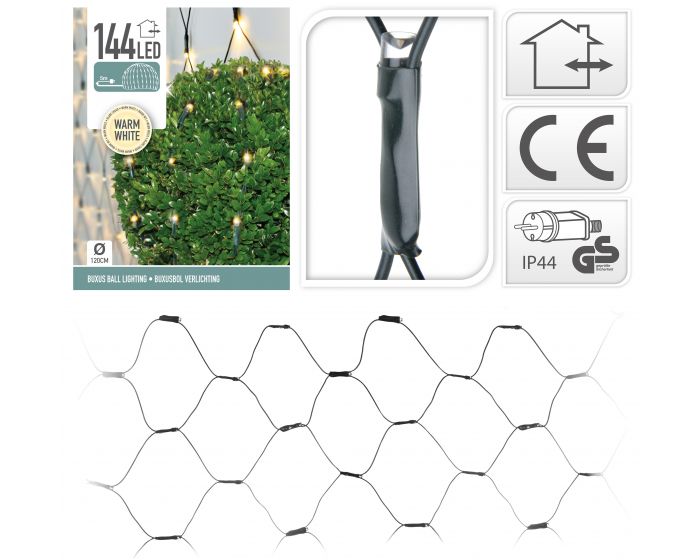 Buxus netverlichting 144 LED warm wit