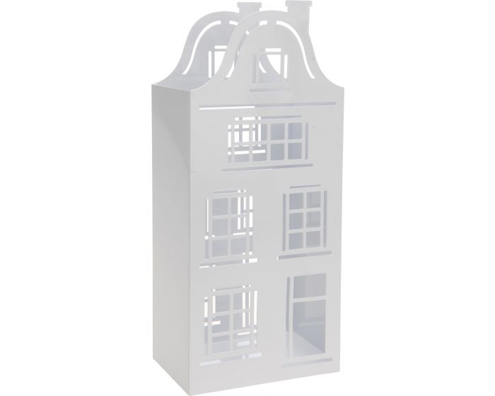 Theelichthouder huis 13x32cm wit