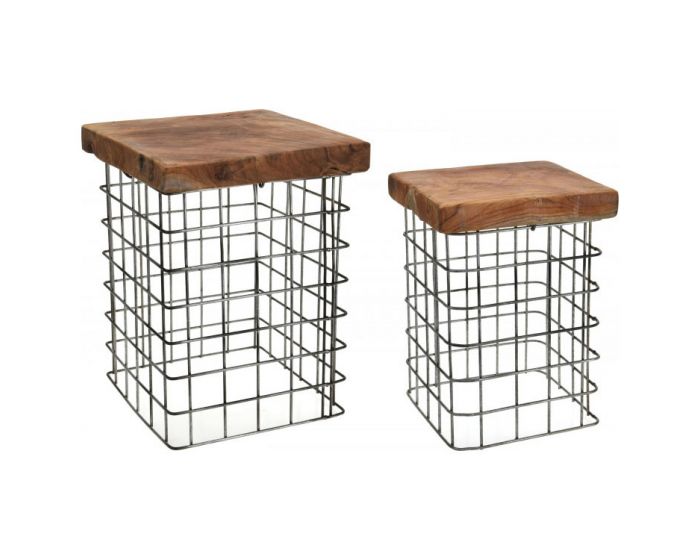 Bijzettafel teak (set 2 stuks)