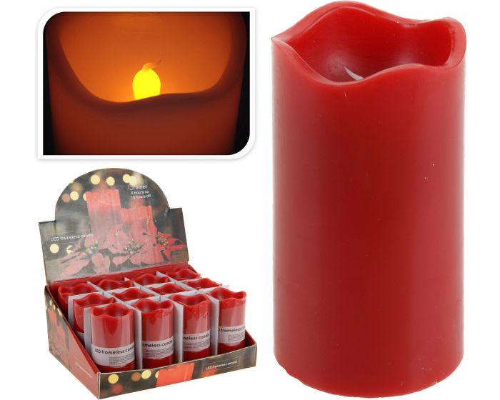Kaars led timer 7x13 cm rood
