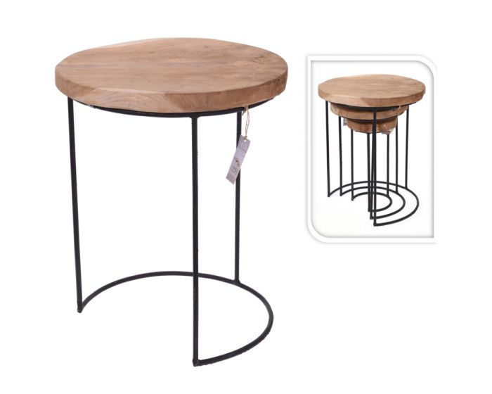 Bijzettafel teak (set 3 stuks)